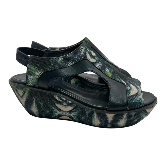 Camper Damas Green Navy Tropical Wedge Platform Sandals Women’s EU 38 US 7.5 - Picture 2 of 16